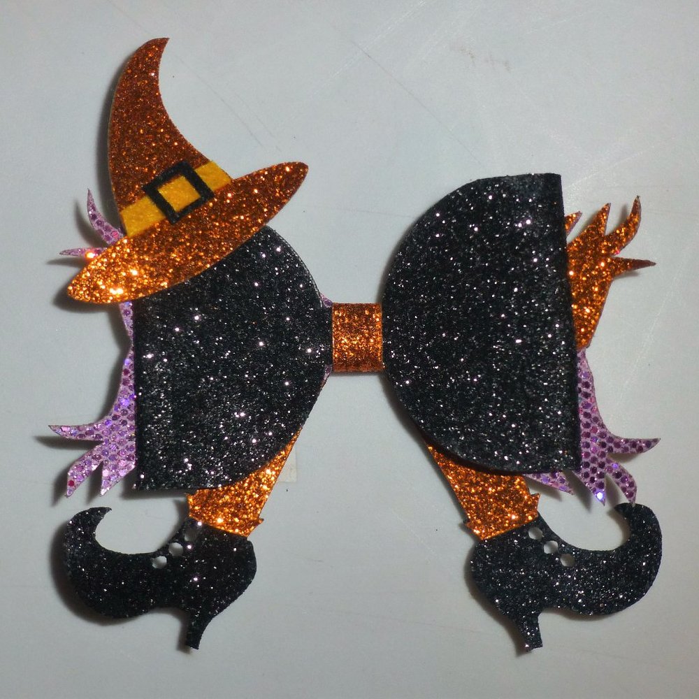 Halloween Glitter Witch 3-Inch Bow Girls Hair Clip